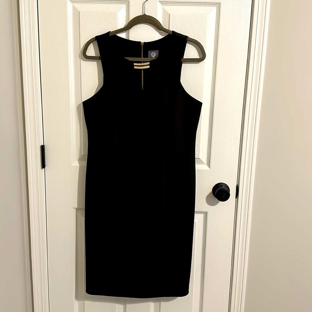 Vince Camuto Black Cocktail Dress size 14 with Gold Accents
